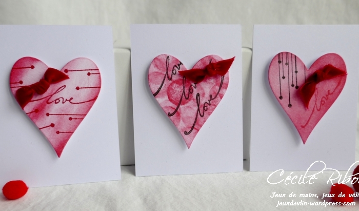 Des Mini-cartes #8 – Cœurs d’encre et nœuds de velours pour la Saint-Valentin.