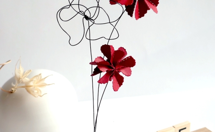 DT Farbton Papier : Bouquet « éternel » de fleurs en papier et fil de fer …